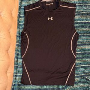 Under Armour Black Sleeveless Compression Shirt with Gray Accents